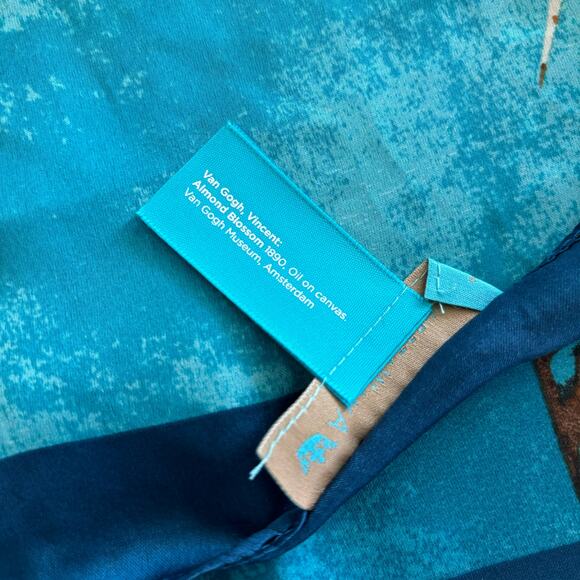 Van Gogh Almond Blossoms Blue and Cream Scarf EUC - Picture 6 of 7